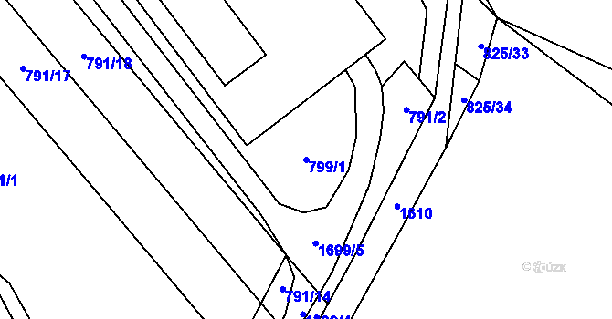 Parcela st. 799/1 v KÚ Libhošť, Katastrální mapa