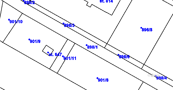 Parcela st. 898/1 v KÚ Libhošť, Katastrální mapa