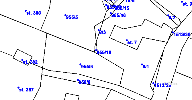 Parcela st. 955/18 v KÚ Libhošť, Katastrální mapa