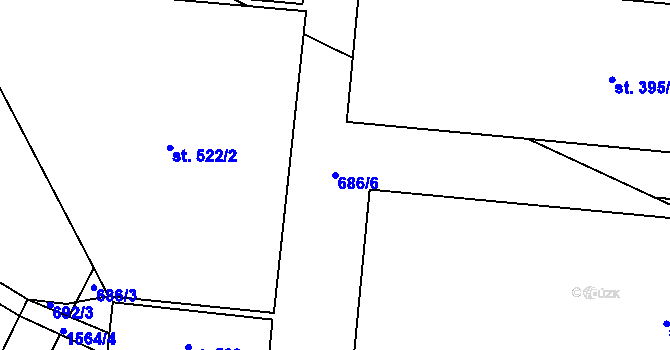 Parcela st. 686/6 v KÚ Libhošť, Katastrální mapa