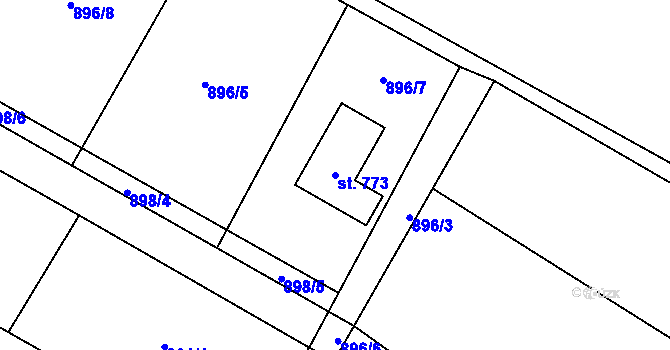 Parcela st. 773 v KÚ Libhošť, Katastrální mapa