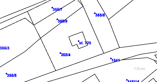 Parcela st. 725 v KÚ Libhošť, Katastrální mapa