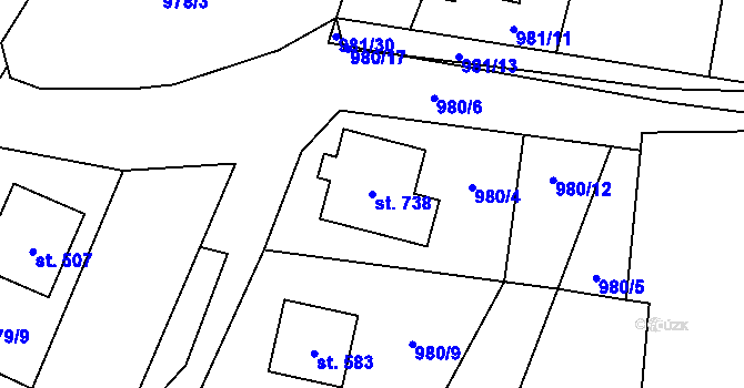 Parcela st. 738 v KÚ Libhošť, Katastrální mapa