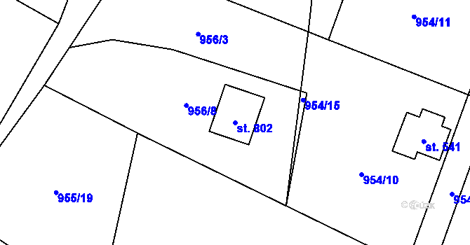 Parcela st. 802 v KÚ Libhošť, Katastrální mapa