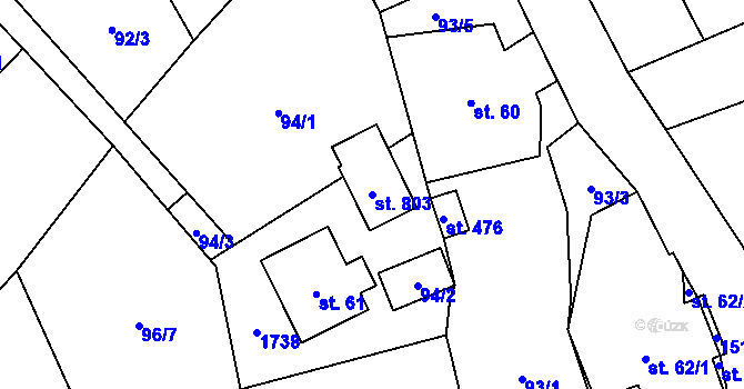 Parcela st. 803 v KÚ Libhošť, Katastrální mapa