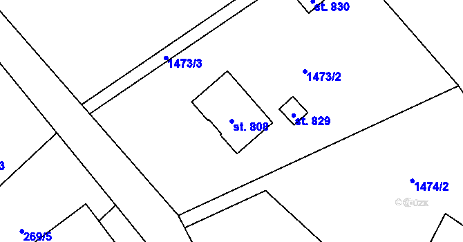 Parcela st. 808 v KÚ Libhošť, Katastrální mapa