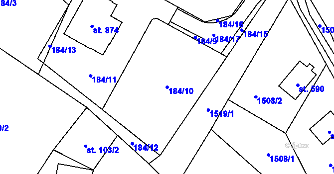 Parcela st. 184/10 v KÚ Libhošť, Katastrální mapa