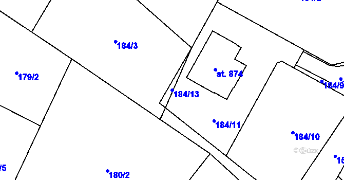 Parcela st. 184/13 v KÚ Libhošť, Katastrální mapa