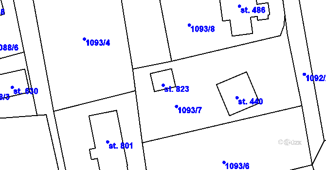Parcela st. 823 v KÚ Libhošť, Katastrální mapa