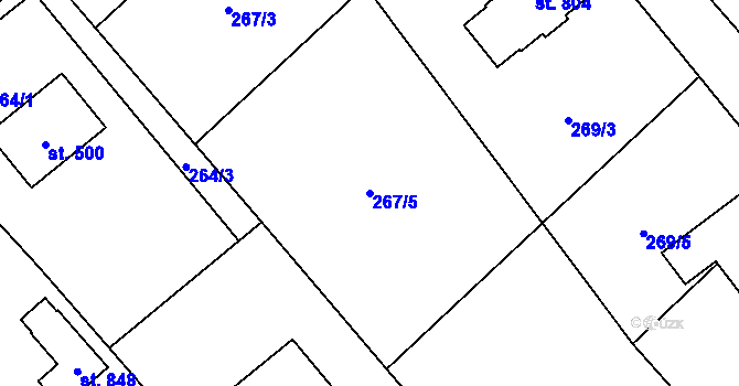 Parcela st. 267/5 v KÚ Libhošť, Katastrální mapa