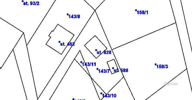 Parcela st. 828 v KÚ Libhošť, Katastrální mapa