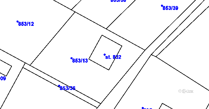 Parcela st. 832 v KÚ Libhošť, Katastrální mapa