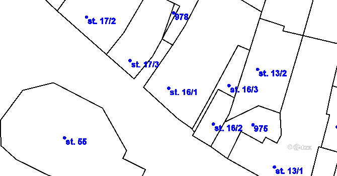 Parcela st. 16/1 v KÚ Libice nad Cidlinou, Katastrální mapa