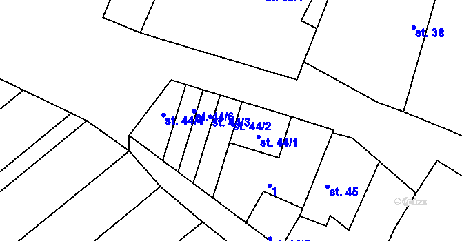 Parcela st. 44/2 v KÚ Libice nad Cidlinou, Katastrální mapa