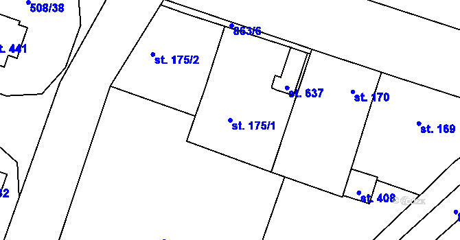 Parcela st. 175/1 v KÚ Libice nad Cidlinou, Katastrální mapa