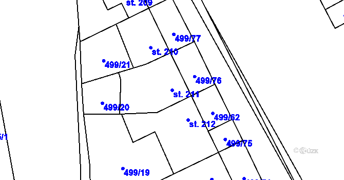 Parcela st. 211 v KÚ Libice nad Cidlinou, Katastrální mapa