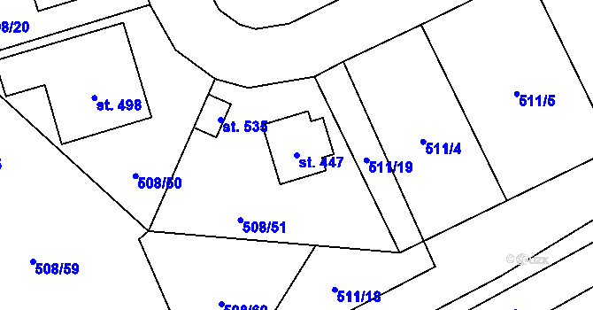 Parcela st. 447 v KÚ Libice nad Cidlinou, Katastrální mapa