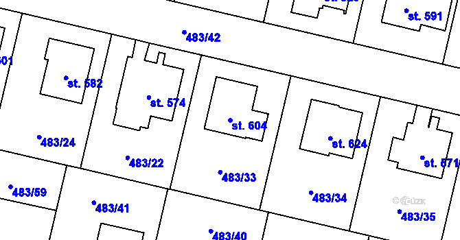 Parcela st. 604 v KÚ Libice nad Cidlinou, Katastrální mapa