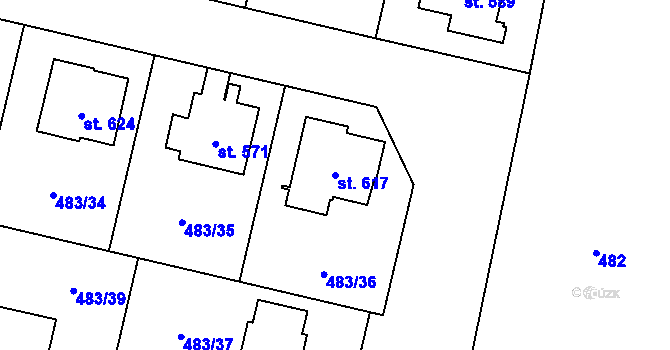 Parcela st. 617 v KÚ Libice nad Cidlinou, Katastrální mapa