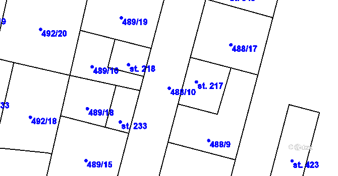Parcela st. 488/10 v KÚ Libice nad Cidlinou, Katastrální mapa