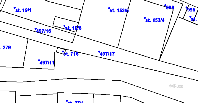 Parcela st. 497/17 v KÚ Libice nad Cidlinou, Katastrální mapa
