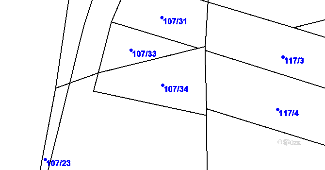 Parcela st. 107/34 v KÚ Libice nad Cidlinou, Katastrální mapa