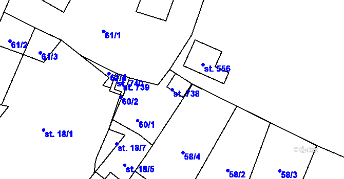 Parcela st. 738 v KÚ Libice nad Cidlinou, Katastrální mapa