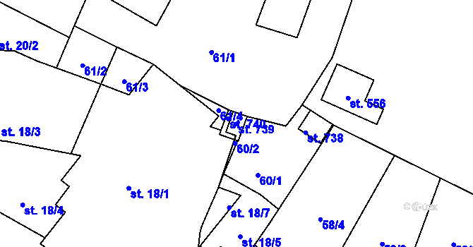 Parcela st. 739 v KÚ Libice nad Cidlinou, Katastrální mapa
