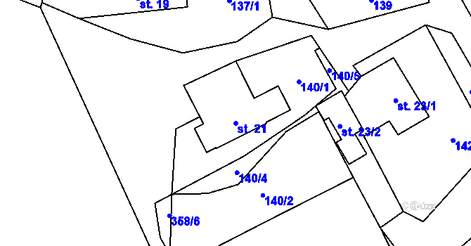 Parcela st. 21 v KÚ Horní Sokolovec, Katastrální mapa