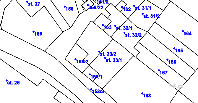 Parcela st. 33/2 v KÚ Horní Sokolovec, Katastrální mapa