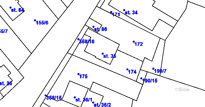 Parcela st. 35 v KÚ Horní Sokolovec, Katastrální mapa