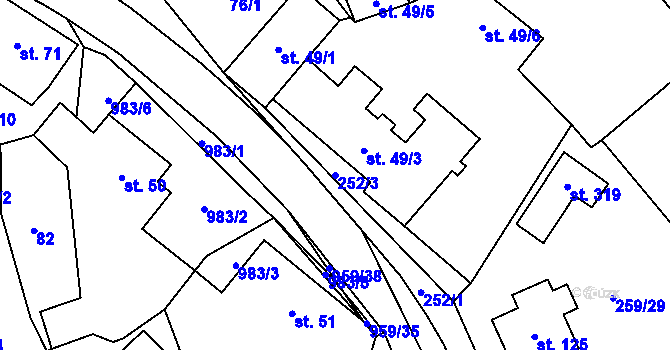 Parcela st. 252/3 v KÚ Libice nad Doubravou, Katastrální mapa