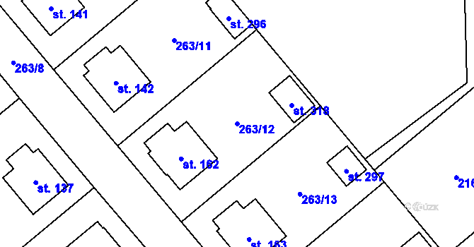 Parcela st. 263/12 v KÚ Libice nad Doubravou, Katastrální mapa