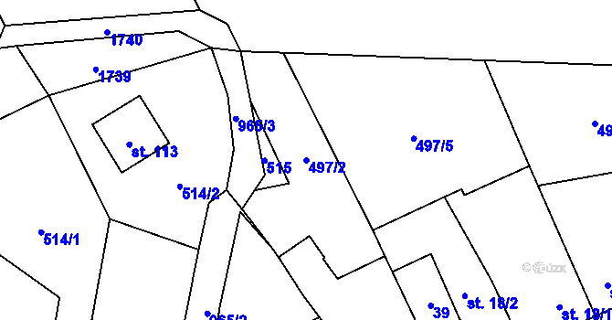 Parcela st. 497/2 v KÚ Libice nad Doubravou, Katastrální mapa