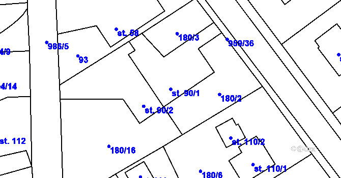 Parcela st. 90/1 v KÚ Libice nad Doubravou, Katastrální mapa