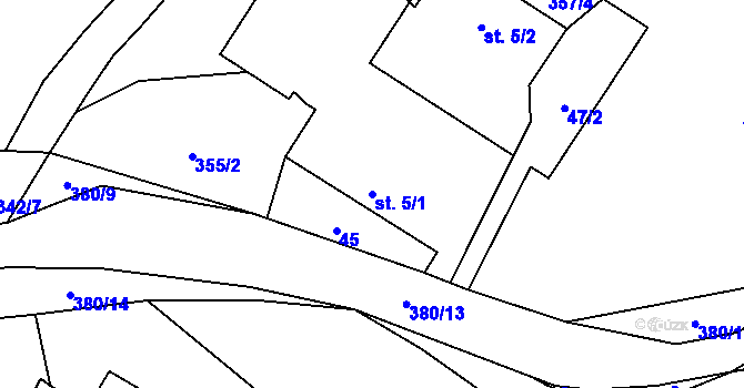 Parcela st. 5/1 v KÚ Libická Lhotka, Katastrální mapa