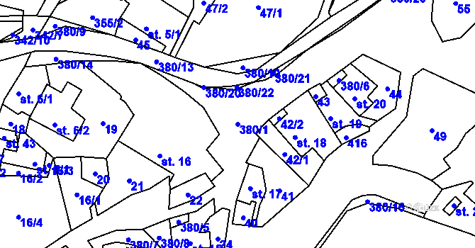 Parcela st. 380/1 v KÚ Libická Lhotka, Katastrální mapa