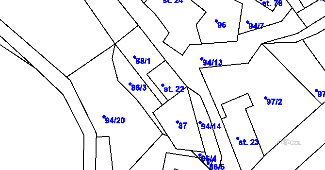 Parcela st. 22 v KÚ Libíč, Katastrální mapa