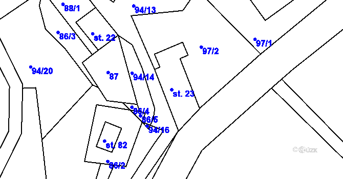 Parcela st. 23 v KÚ Libíč, Katastrální mapa