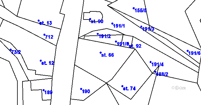 Parcela st. 66 v KÚ Libíč, Katastrální mapa