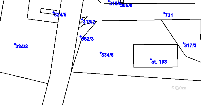 Parcela st. 334/6 v KÚ Libíč, Katastrální mapa