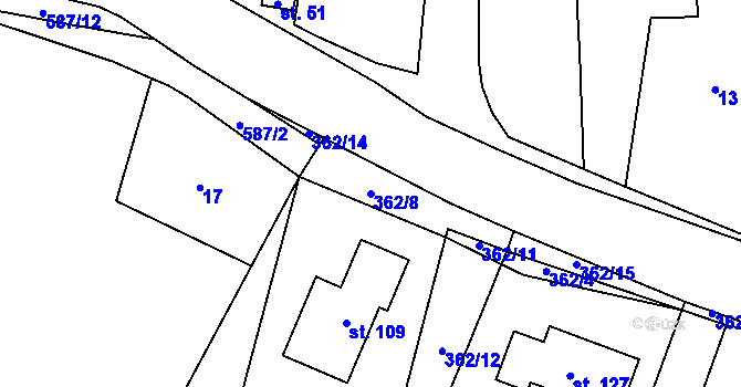 Parcela st. 362/8 v KÚ Libichov, Katastrální mapa