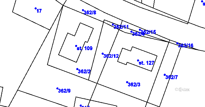 Parcela st. 362/12 v KÚ Libichov, Katastrální mapa