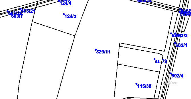 Parcela st. 329/11 v KÚ Libichov, Katastrální mapa
