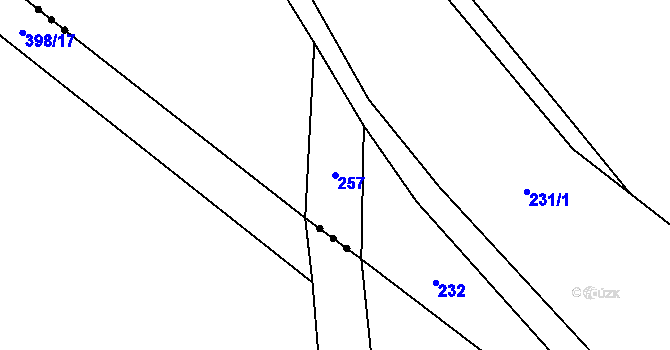 Parcela st. 257 v KÚ Doubravice u Sedlčan, Katastrální mapa