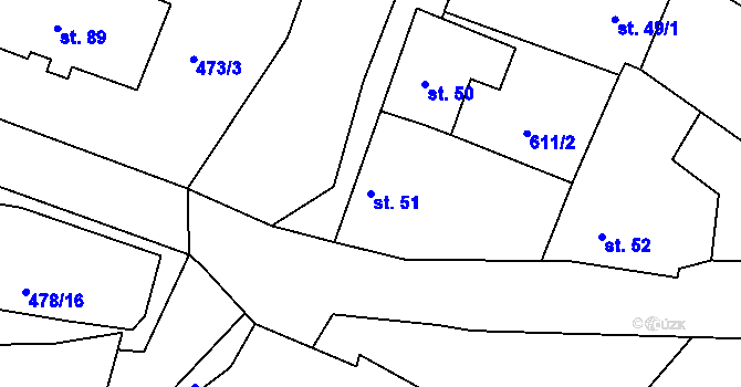 Parcela st. 51 v KÚ Libín, Katastrální mapa