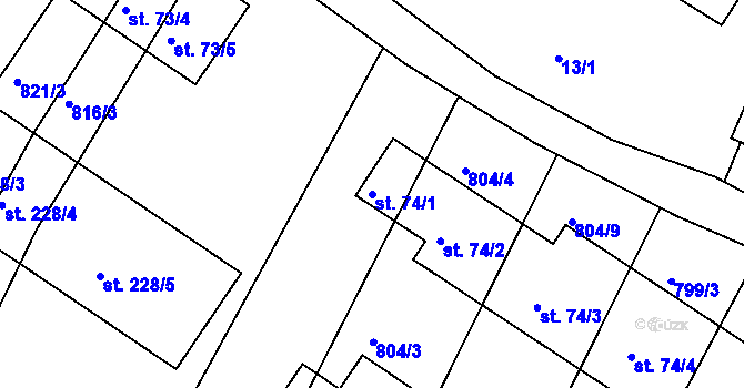 Parcela st. 74/1 v KÚ Libín, Katastrální mapa