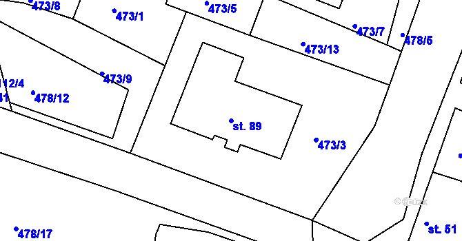 Parcela st. 89 v KÚ Libín, Katastrální mapa