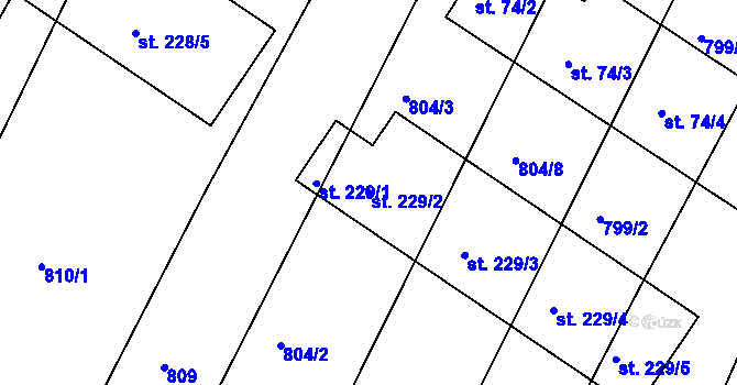 Parcela st. 229/2 v KÚ Libín, Katastrální mapa