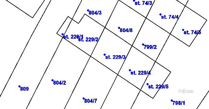 Parcela st. 229/3 v KÚ Libín, Katastrální mapa